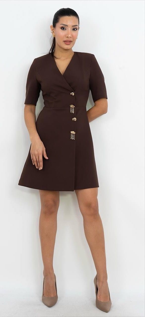 Broş Detaylı Mini Elbise 2