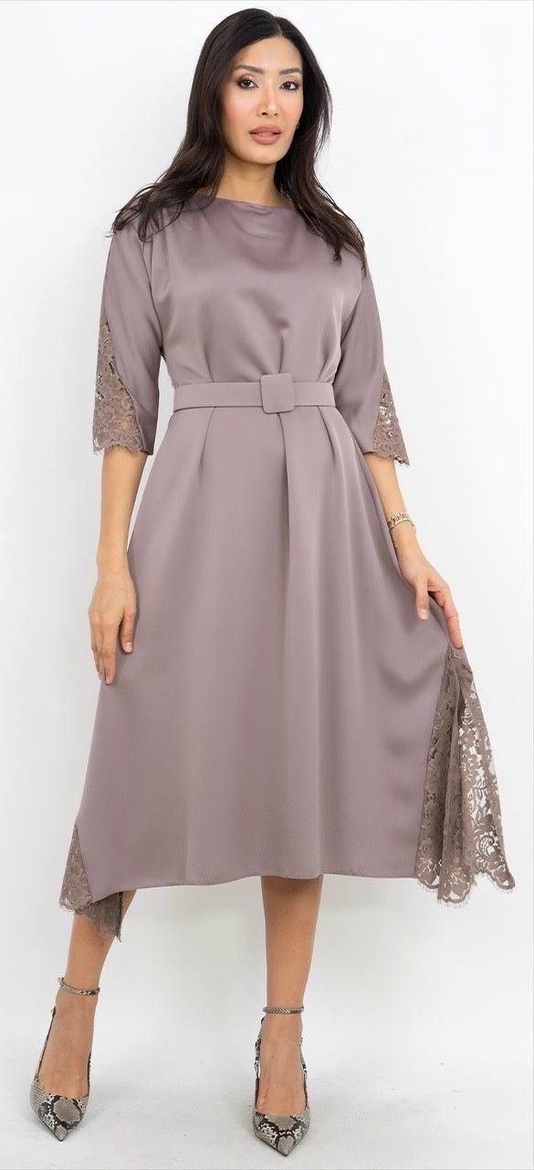 Dantel Detaylı Uzun Elbise