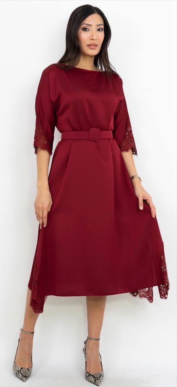 Dantel Detaylı Uzun Elbise 3