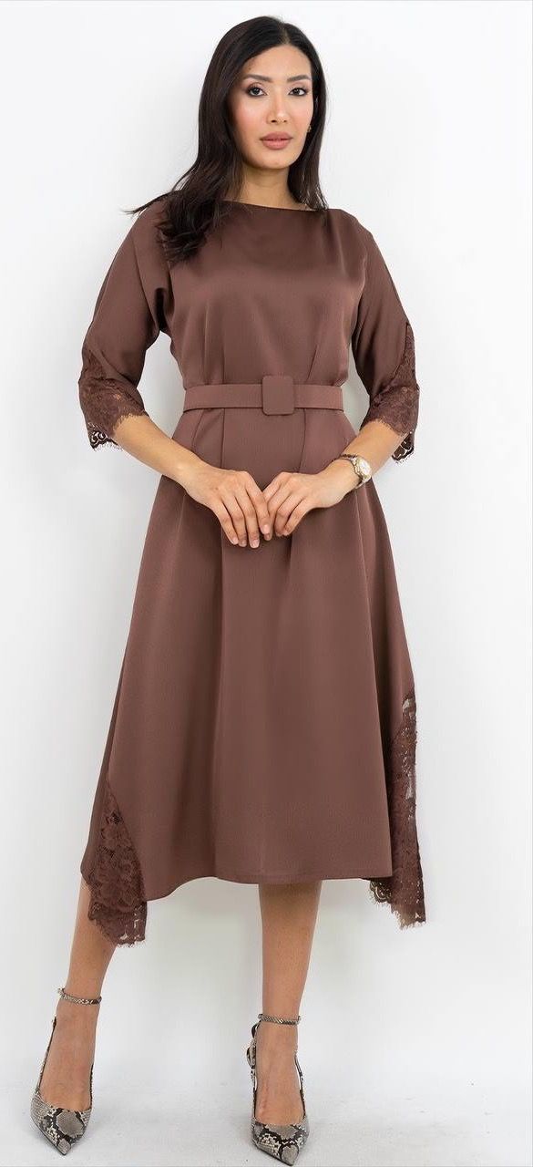 Dantel Detaylı Uzun Elbise 5