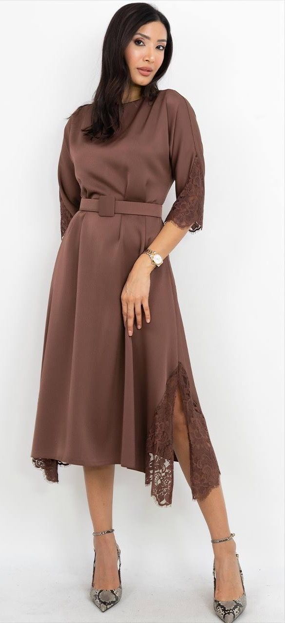 Dantel Detaylı Uzun Elbise 6