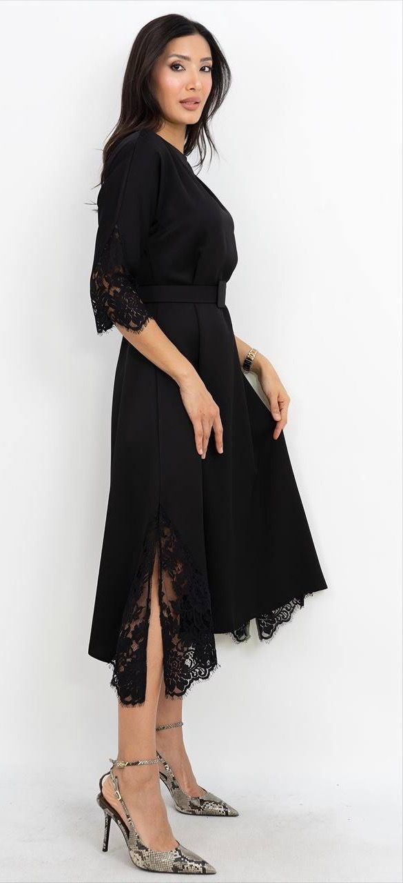 Dantel Detaylı Uzun Elbise 8