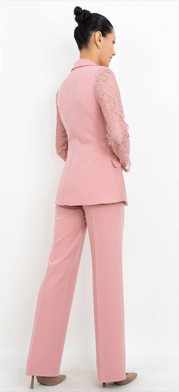 Dantel Detaylı V Yaka Takım Elbise 6