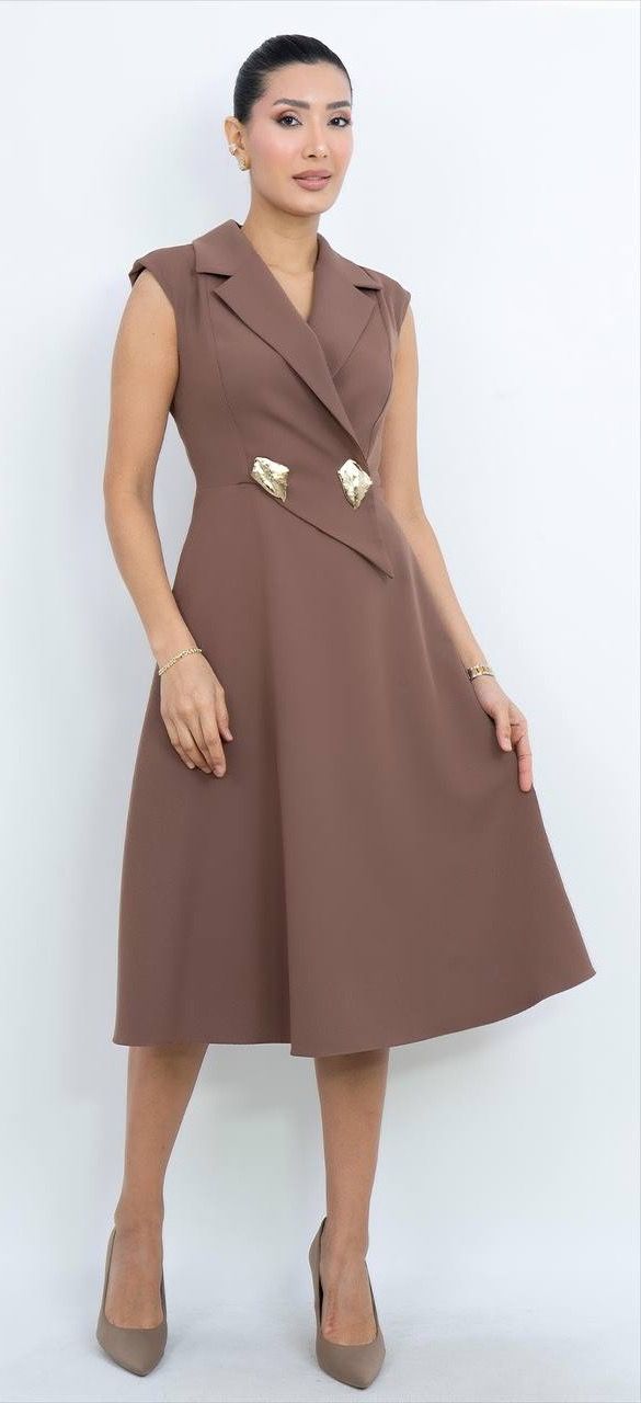 Düğme Detaylı Elbise 3