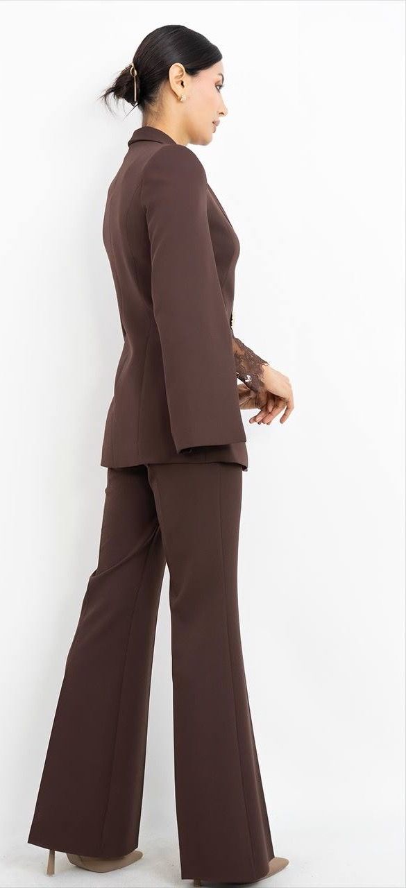 Dantel Kollu Şal Yaka Ceket Pantolon Takım 7