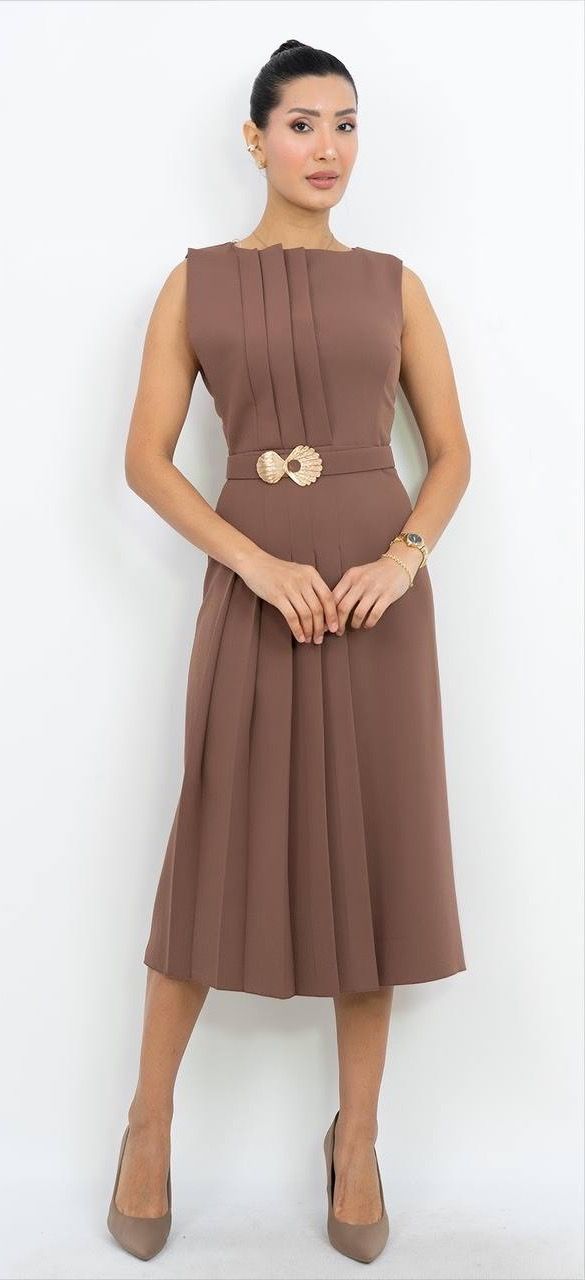 Kemer Detaylı Kısa Kollu Elbise 2