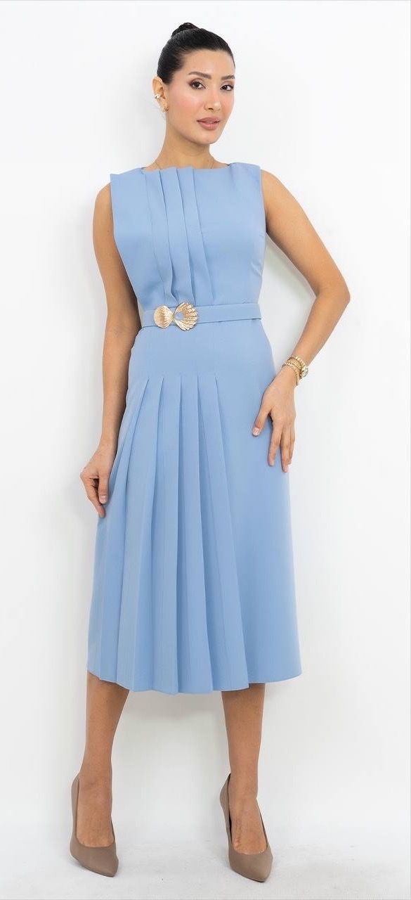 Kemer Detaylı Kısa Kollu Elbise 3