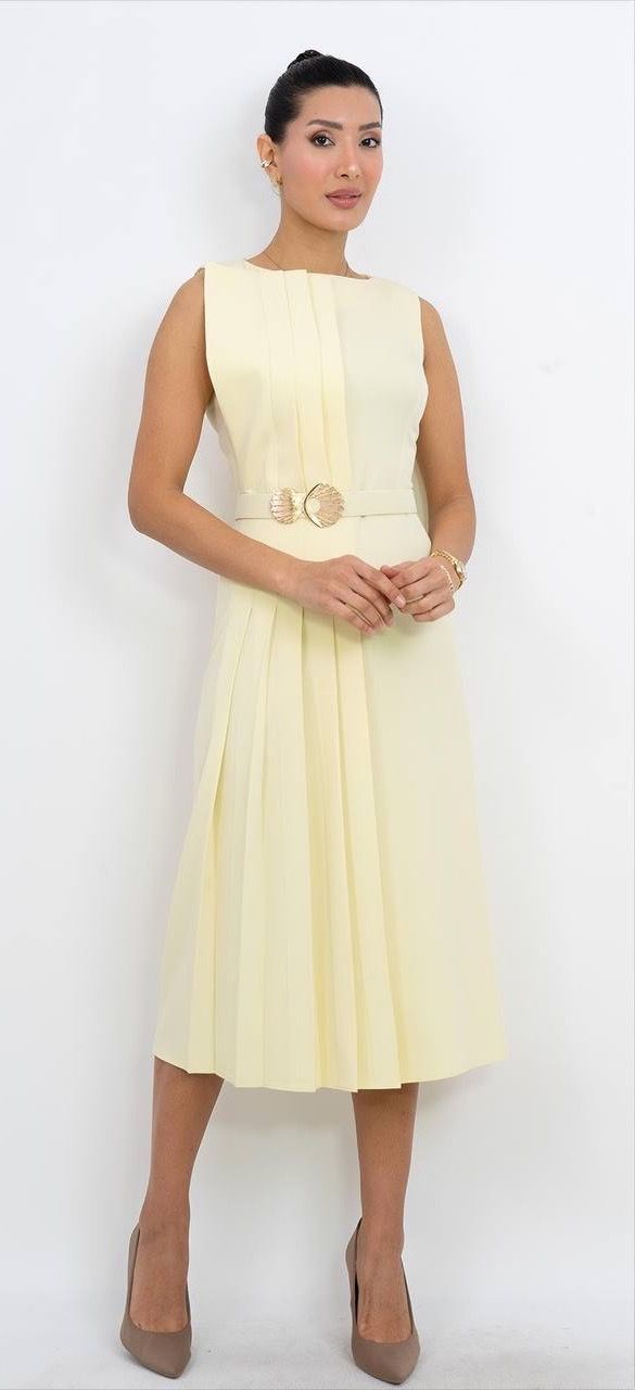 Kemer Detaylı Kısa Kollu Elbise 6