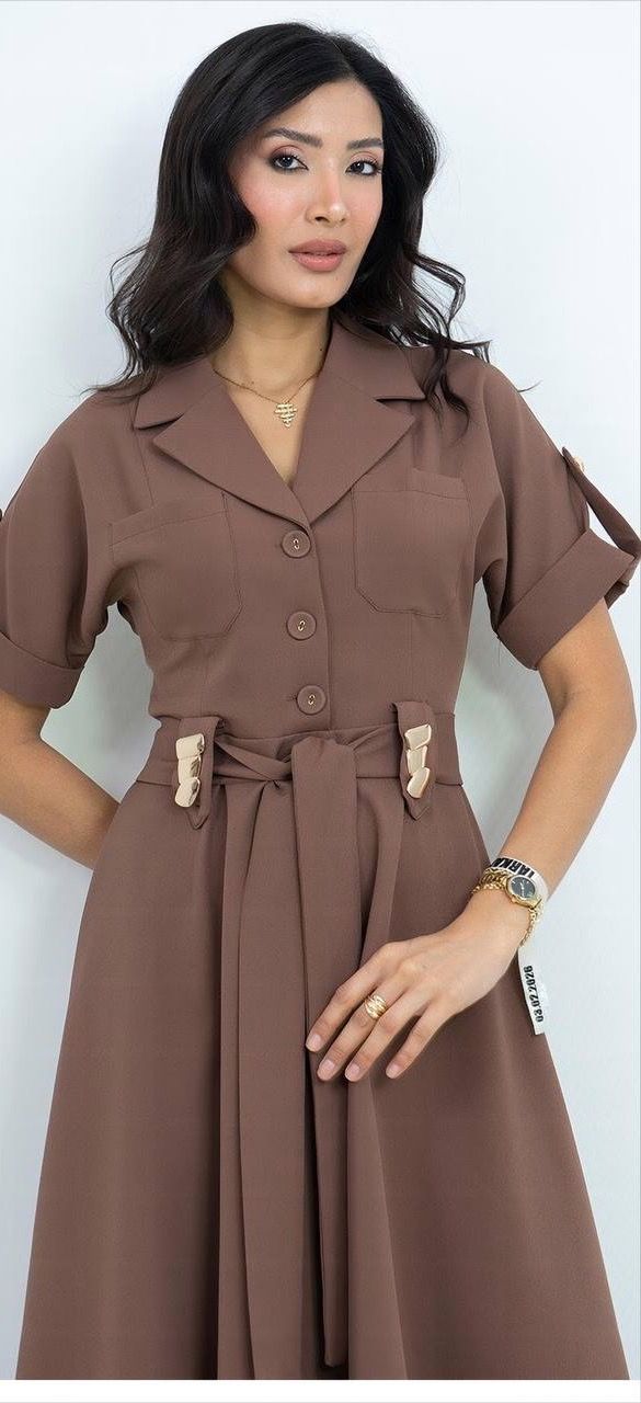 Kemer Detaylı V Yaka Elbise 2