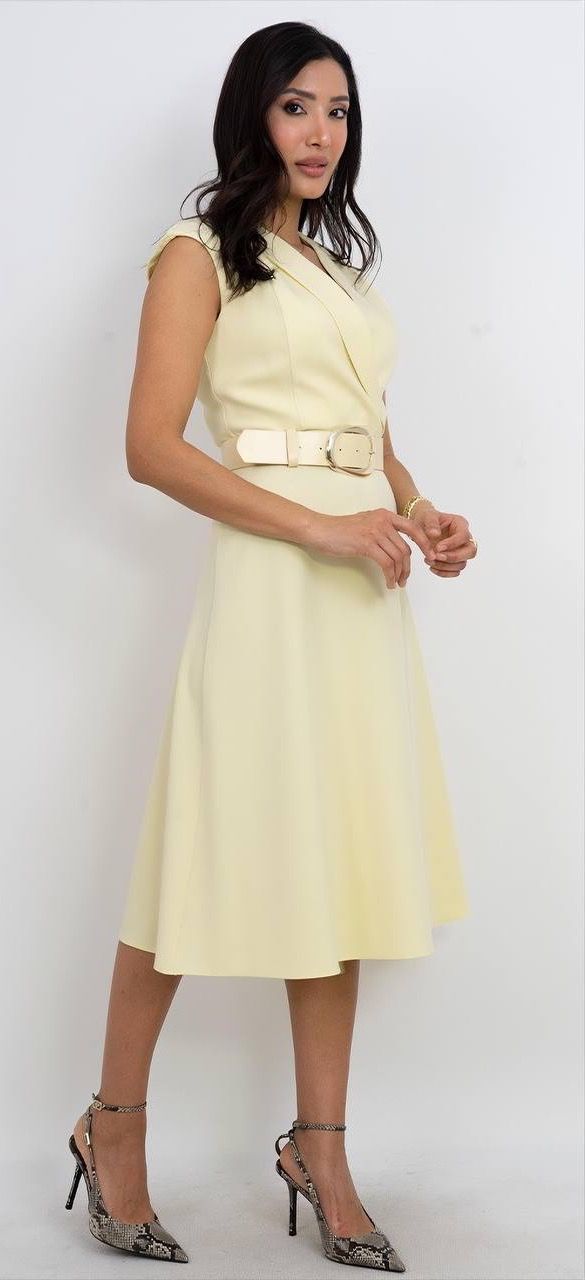 Kemer Detaylı V Yaka Elbise 5