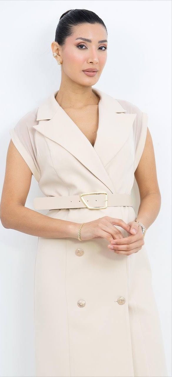 Kemer Detaylı V Yaka Elbise 3