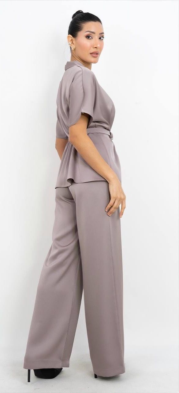 Kemer Detaylı V Yaka Takım Elbise 5