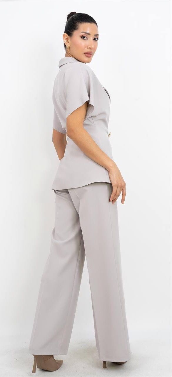 Kemer Detaylı V Yaka Takım Elbise 4