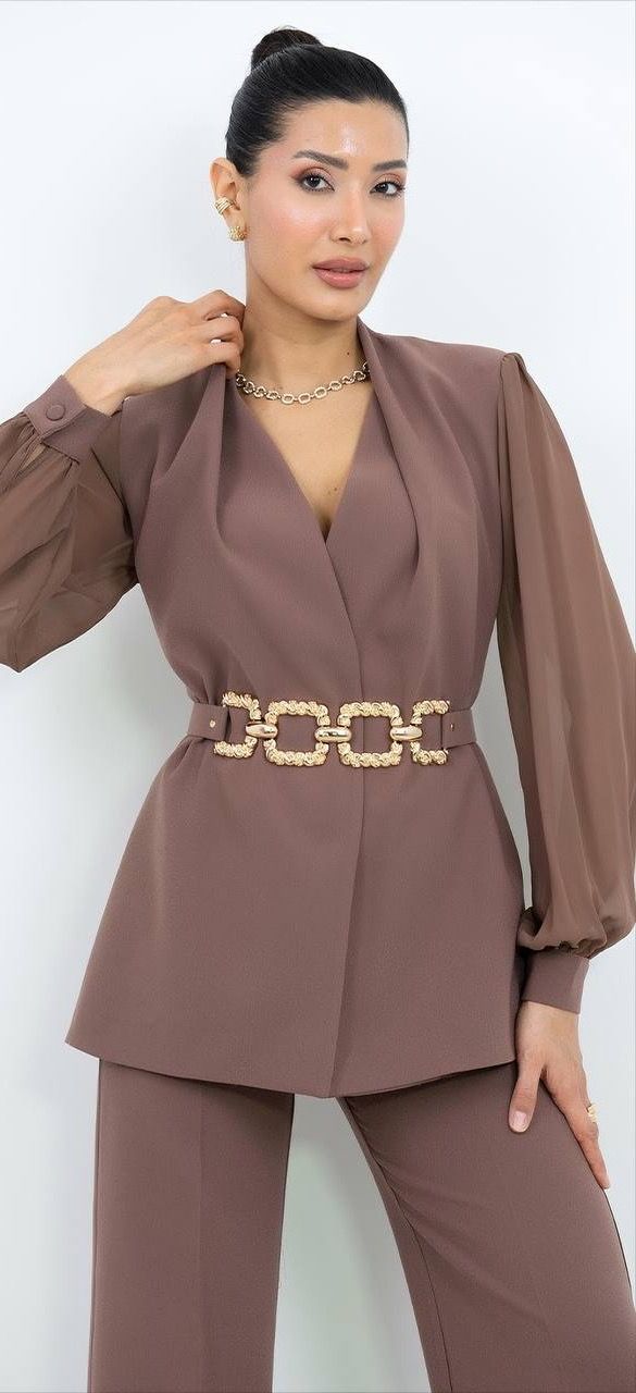 Belt and Tulle Detail Suit Set 2