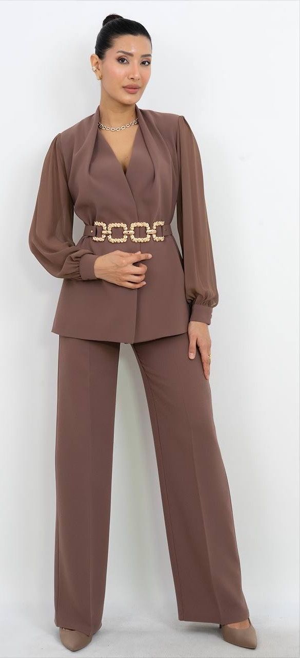 Belt and Tulle Detail Suit Set 3