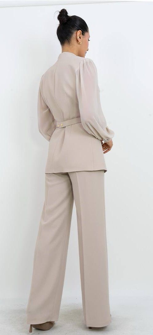 Belt and Tulle Detail Suit Set 4