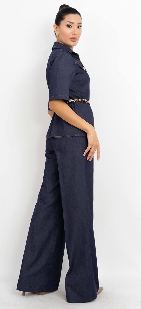 Ortadan Düğmeli Kısa Kollu Takım Elbise 6