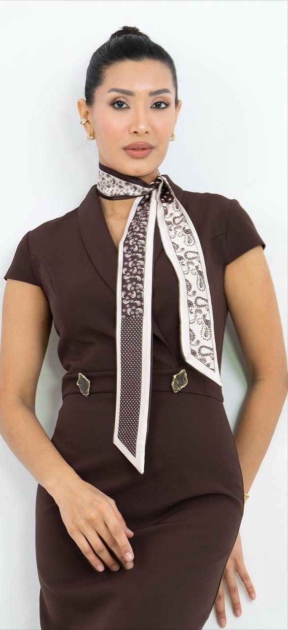 Şal Detaylı V Yaka Elbise 8