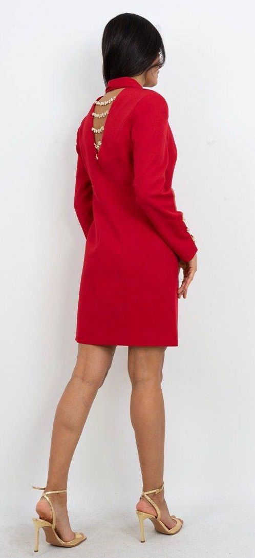 Sırt Dekolteli Uzun Kollu Elbise 4