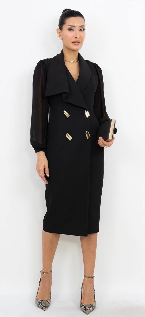 Tül Detaylı V Yaka Elbise