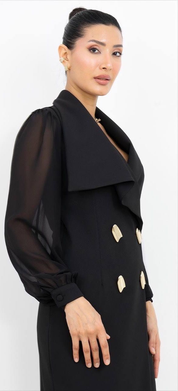 Tül Detaylı V Yaka Elbise 2