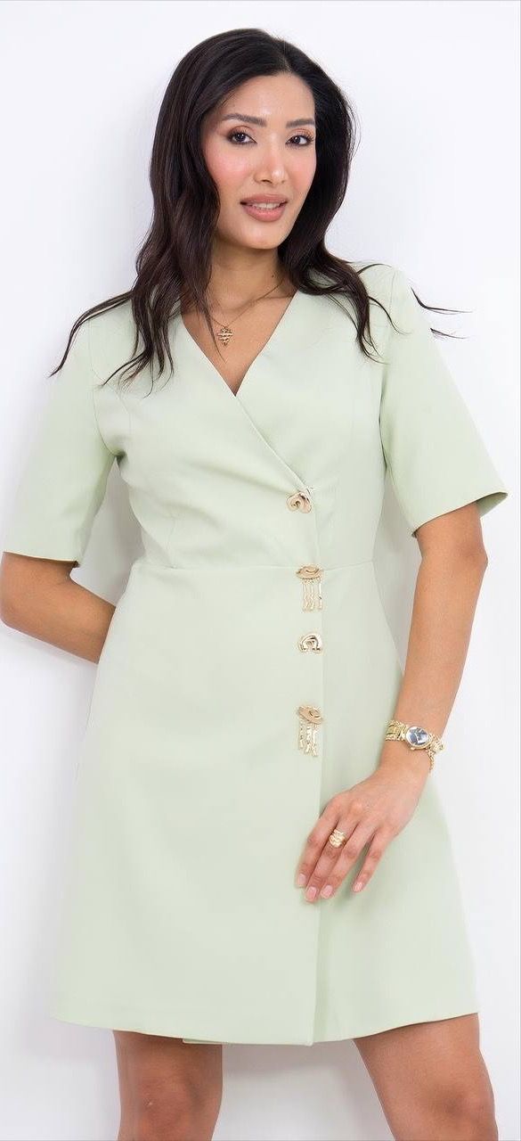 V Yaka Mini Elbise 2