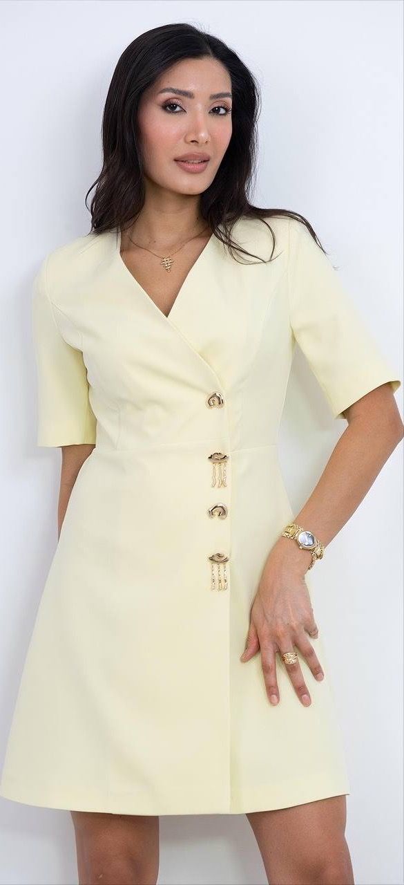 V Yaka Mini Elbise 5