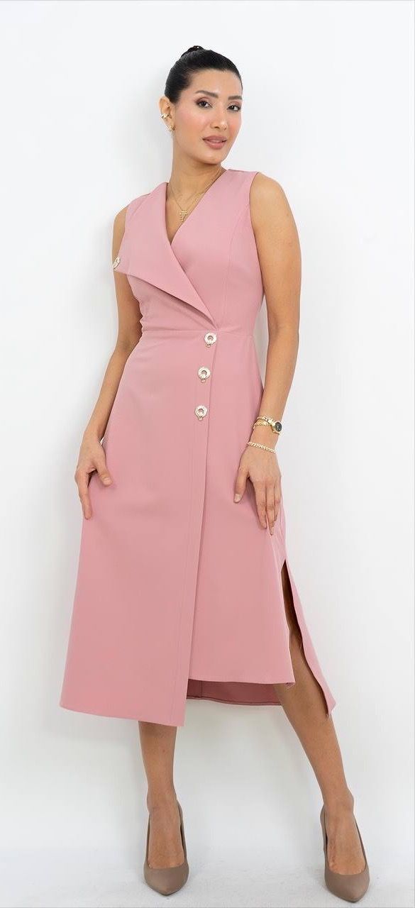 Yırtmaçlı V Yaka Elbise 3